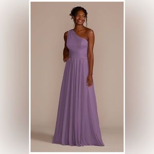 David’s Bridal Wisteria One-Shoulder Bridesmaid Dress